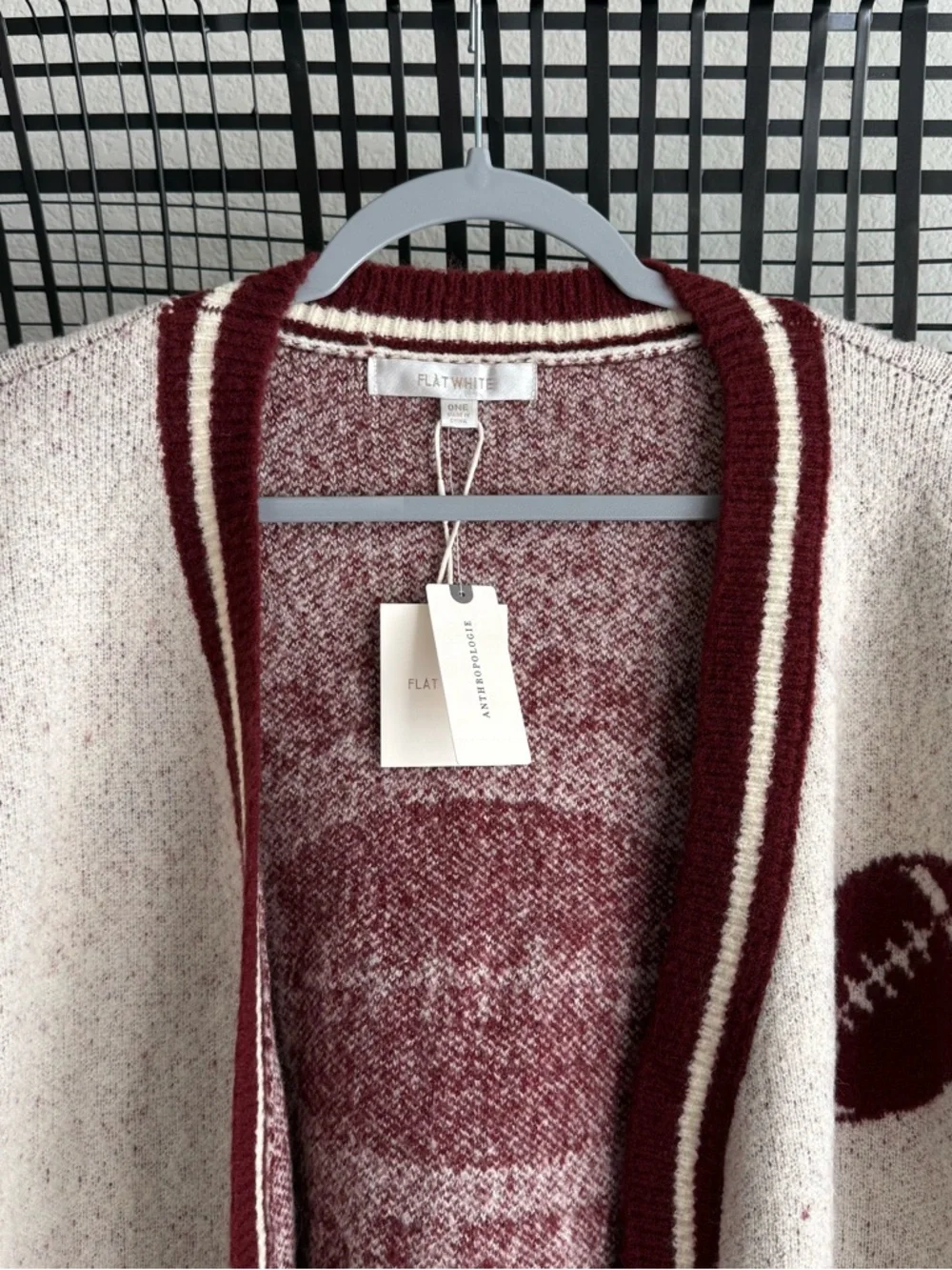 Anthropologie Flat White Game Day Cardigan Sweater - Picture 5 of 8